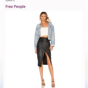 FREE PEOPLE WHITNEY BLACK FAUX SUEDE PENCIL SKIRT VEGAN